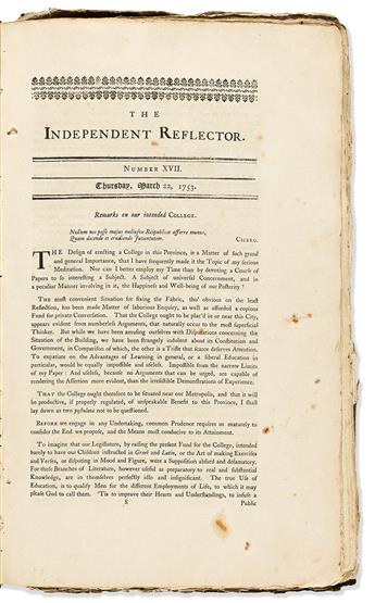 (EARLY AMERICAN IMPRINT.) Volume of The Independent Reflector, a controversial New York magazine.